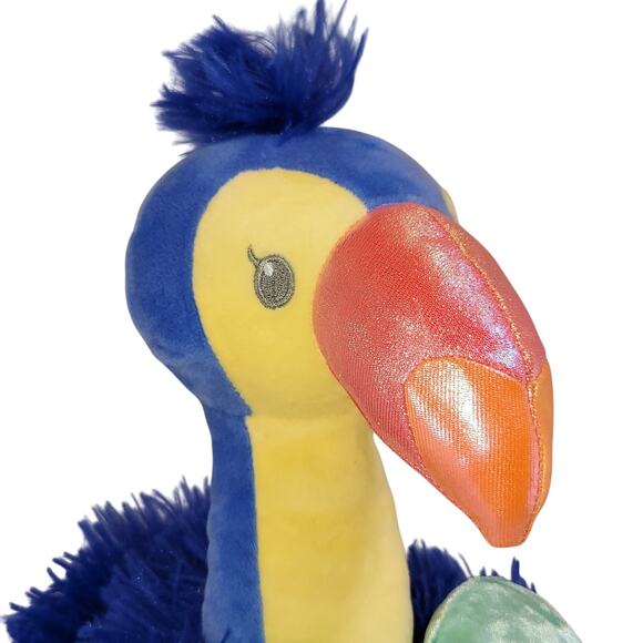 Blue Flamingo with Green Heart Plush Bird Stuffed Animal 12" Plushy Stuffy Soft - Picture 6 of 12